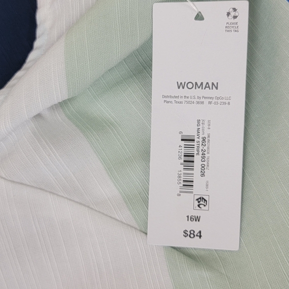 Liz Clairborne Multi Color V-Neck Sleeveless Striped A-Line Midi Dress 16W NEW - Picture 9 of 10